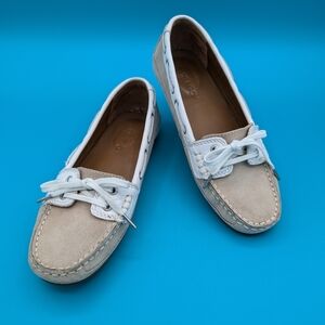 Sebago cream/beige and white deck shoes, size 8
